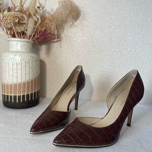 MARC FISHER Women’s Size 8.5W Darlina Crocodile Embossed High Heels Brown Pumps